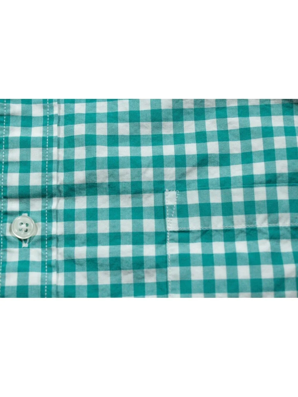 Men's J. Crew Button Down Shirt XL 17-17 1/2 Long Sleeve Green White J Crew